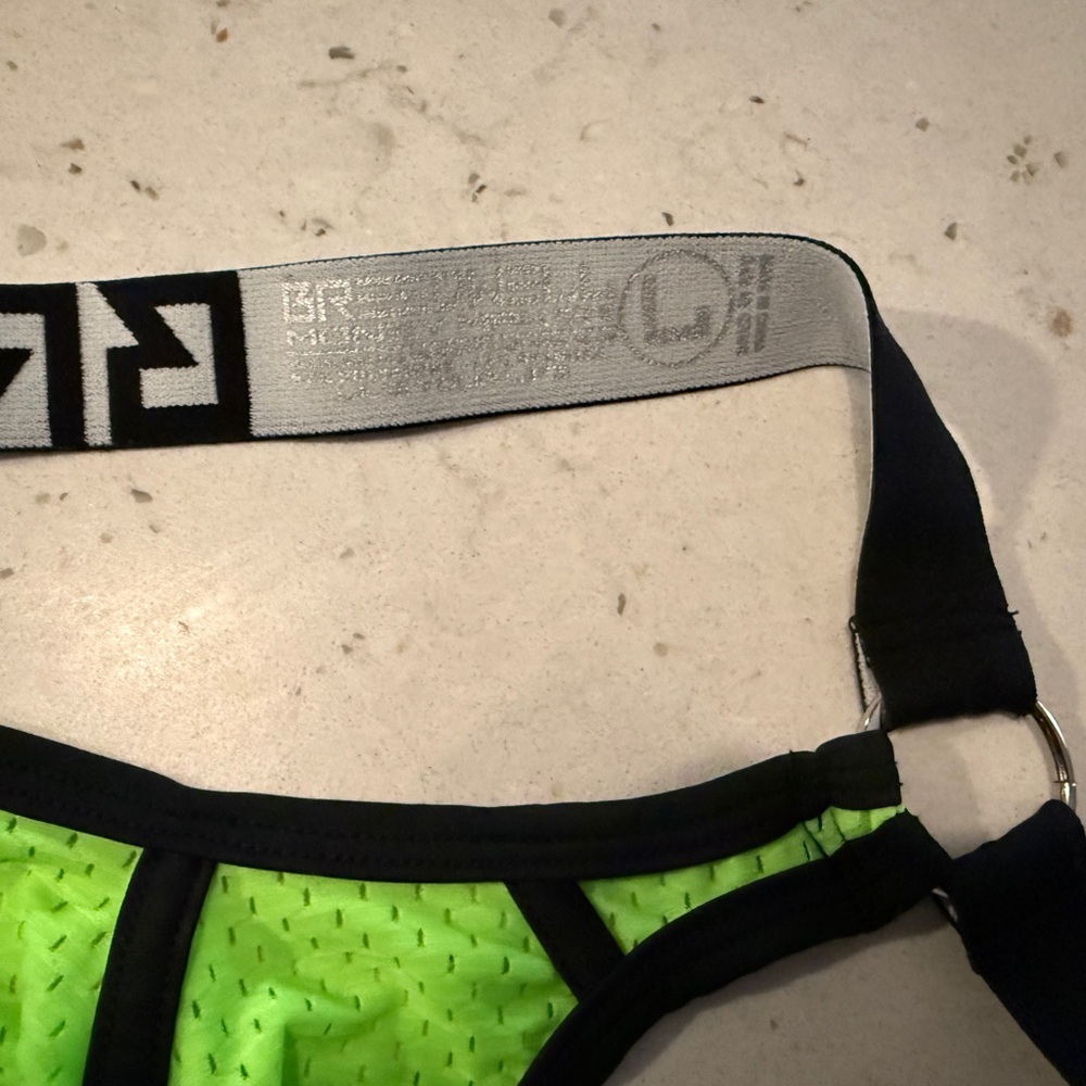Breedwell Mesh Jockstrap, Neon Green and Black, L - Picture 3 of 4